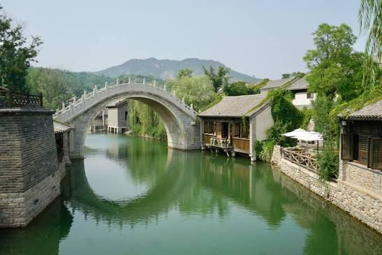 Stone bridge and canal in Gubei Water Town